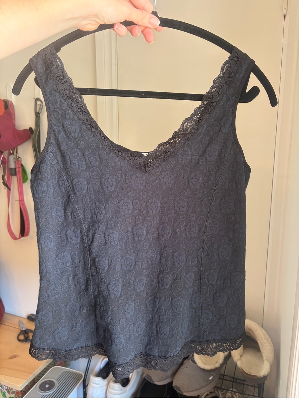 Arianne Black Lace-Trim V-Neck Camisole
